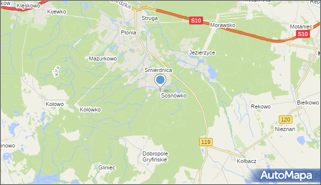 mapa Sosnówko, Sosnówko gmina Stare Czarnowo na mapie Targeo